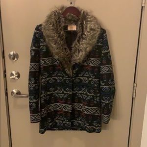 Tribal jacket with detachable fur
